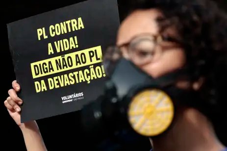 Paulo Pinto/Agência Brasil São Paulo (SP), 07/06/2025. Ato do Greenpeace no MASP contra o PL 2159. Foto: Paulo Pinto/Agência Brasil
