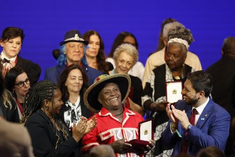 Fernando Frazão/Agência Brasil Rio de Janeiro (RJ), 20/05/2025 – Mestre Damasceno recebe a Ordem do Mérito Cultural, no Palácio Gustavo Capanema. Foto: Fernando Frazão/Agência Brasil