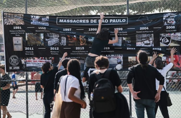 Barueri (SP) 16/08/2025 - Ato  pela memória dos 10 anos da chacina de Osasco e Barueri. 
Foto: Paulo Pinto/Agência