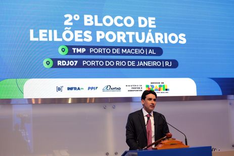 Paulo Pinto/Agência Brasil São Paulo (SP), 22/10/2025 - Ministro dos Portos e Aeroportos, Silvio Costa Filho, participa do 2º Bloco de Leilões Portuários na B3. Porto de Maceió e do Rio de Janeiro. Foto: Paulo Pinto/Agência Brasil