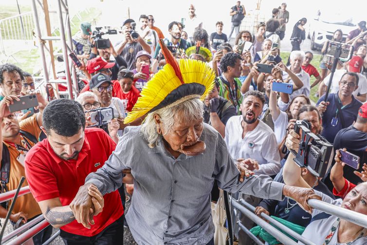 Belém (PA), 16/11/2025 - Cacique Raoni Metuktire durante encerramento da cúpula dos povos 
Foto: Tânia Rêgo/Agência Brasil