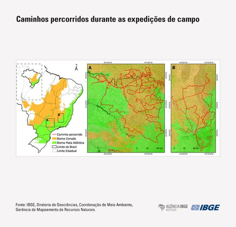 Mapa IBGE Rio de Janeiro (RJ), 18/11/2025 – Mata Atlântica perde 1% de área e Cerrado ganha 1,8% em revisão do IBGE.
Mapa IBGE