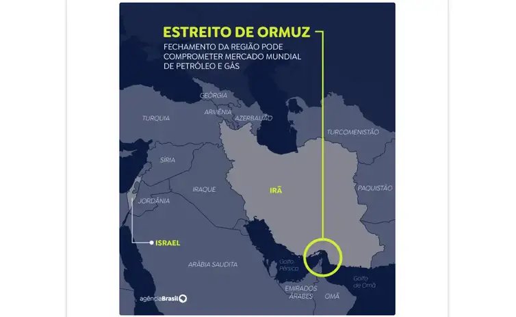 Arte/EBC Mapa Estreito de Ormuz. Foto: Arte/EBC