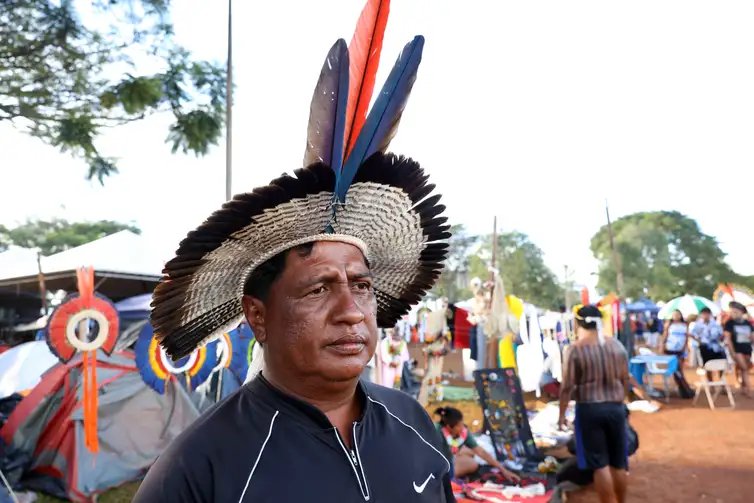Brasília (DF), 10/04/2026 - O indígena, Keno Fulni-o, no Acampamento Terra Livre - ATL 2026. Foto: Valter Campanato/Agência Brasil