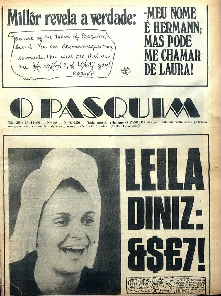 Pasquim/Reprodução Capa de edição do jornal O Pasquim. Foto: Paquim/Reprodução