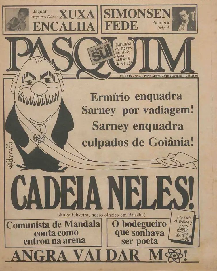Pasquim/Reprodução Capa de edição do jornal O Pasquim. Foto: Paquim/Reprodução