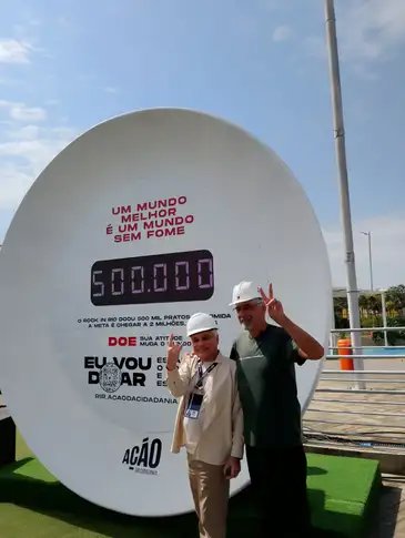 Presidente da Rock World, Roberto Medina; presidente do Conselho da Ação da Cidadania, Daniel de Souza; e a diretora de Marketing do Rock in Rio e The Town, Ana Deccache no anúncio da campanha Rock in Rio e Ação da Cidadania contra a Fome. Foto:  Cristina Indio do Brasil